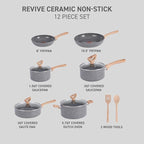 T-fal Revive Ceramic Cookware Sets, Pots and Pans Set Nonstick, Ceramic Non - Image 2