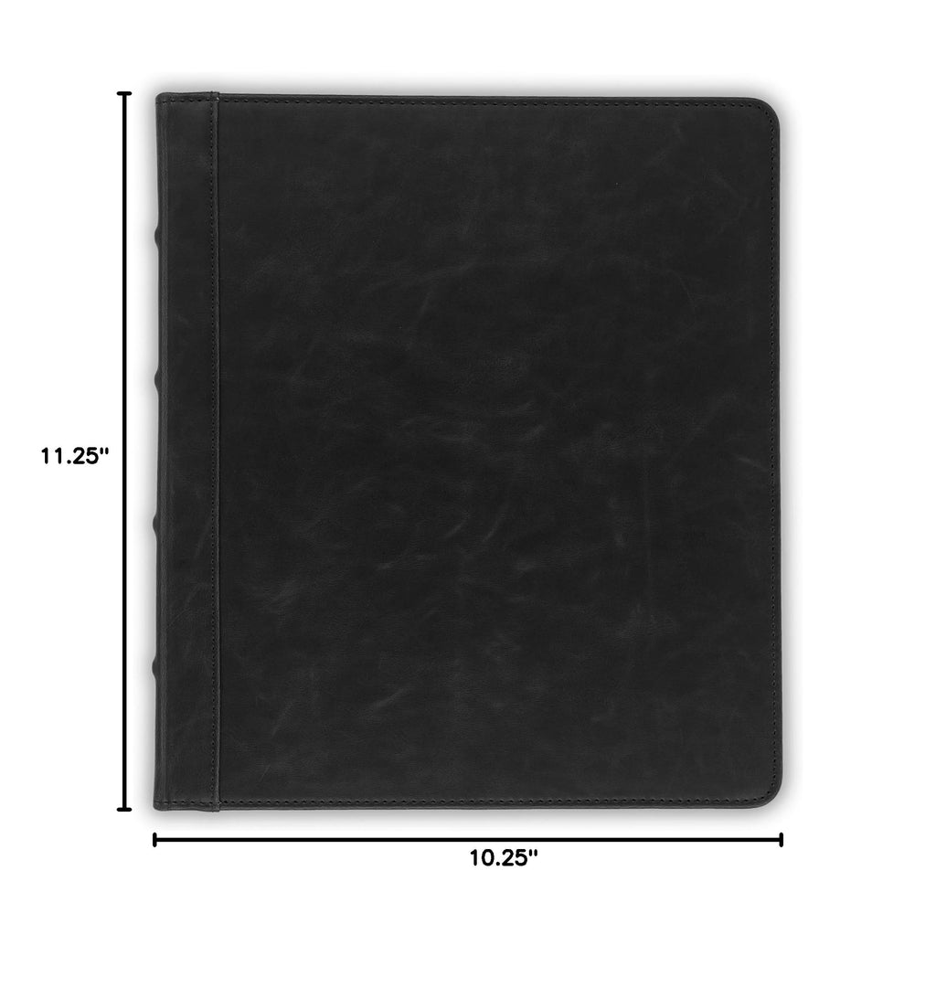 Vintage Leather 3 Ring Binder 0.5 Inch Round Ring (Full Size - No Zipper / 0.5 Inch / Black)