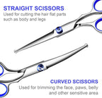 Professional Dog Grooming Scissors Kit, Titanium Coated Dog Scissors for Grooming, 5 in1 Grooming Shears Kit for Dogs Cat Pet At Home