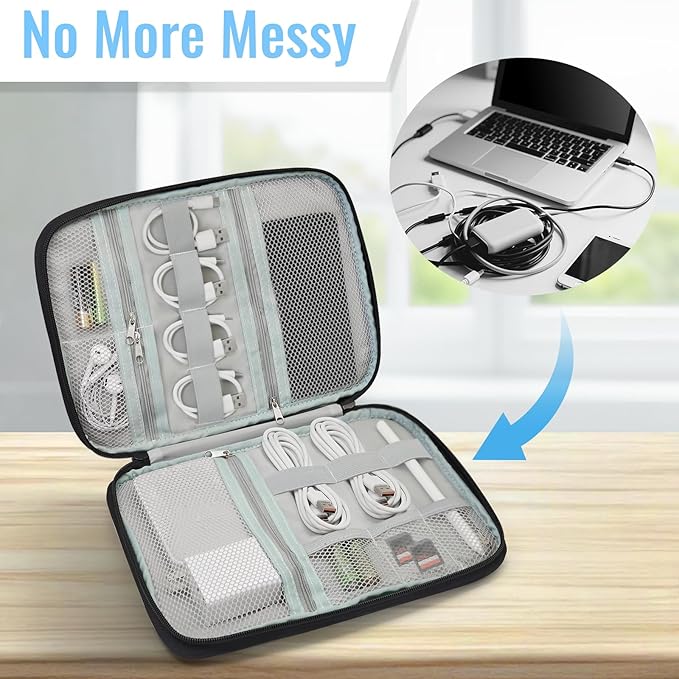 Personalized Electronics Organizer Travel Case Custom Name Cord Storage Bag - Image 3