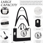 Personalized Christmas Gifts for Women, Initial Canvas Tote Bag & Makeup Bag - Image 6