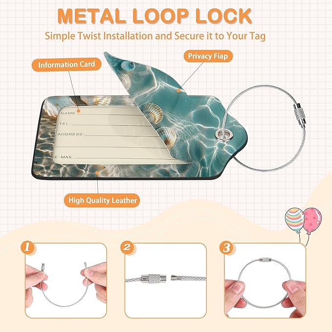 Starfish on Sunny Beach 3 PCS PU Leather Luggage Tags - Image 7