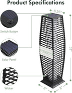 Grand patio Outdoor Floor Lamp Solar Powered Lantern Waterproof Wicker Boho - Image 7