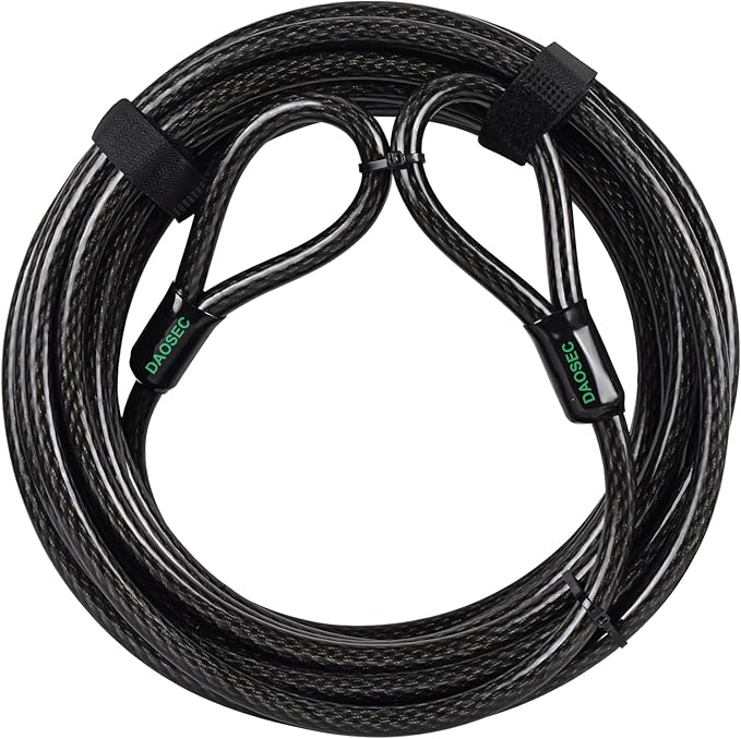 33 ft x 1/2" Heavy Duty Cut-Proof Security Cable | Flexible Vinyl-Coated by DAOSEC