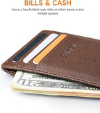 Buffway Mens Slim Wallet, Minimalist Thin Front Pocket Leather Credit Card - Image 5