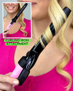 Trademark Beauty Interchangeable Iron Styling Kit - 3 in 1 Curling Iron, Hair Waver, and Curling Wand, Hair Styling Tool, 1.25 Inch Barrels, Mood - Pink/Black