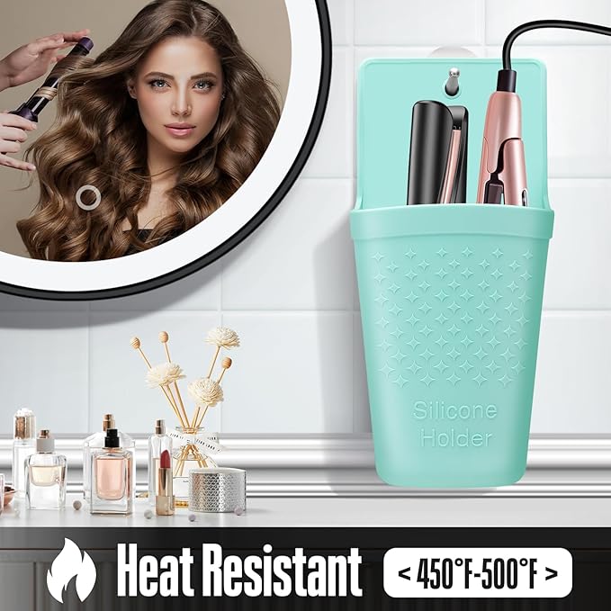 2 Pack Heat Resistant Silicone Hair Iron Mat and Pouch,Portable Travel Hair Straightener Mat and Holder for Hair Styling Tools.(Mint Green)