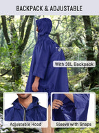 SaphiRose Hooded Rain Poncho Waterproof Raincoat Jacket - Image 6
