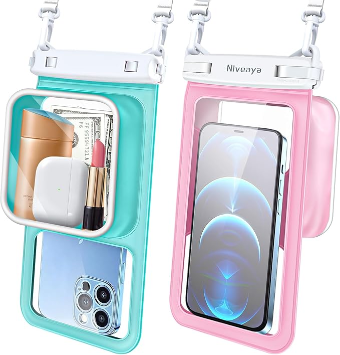 Niveaya [Floatable Floating Waterproof Phone Pouch 2 Pack-Up to 8.5", Large by Niveaya