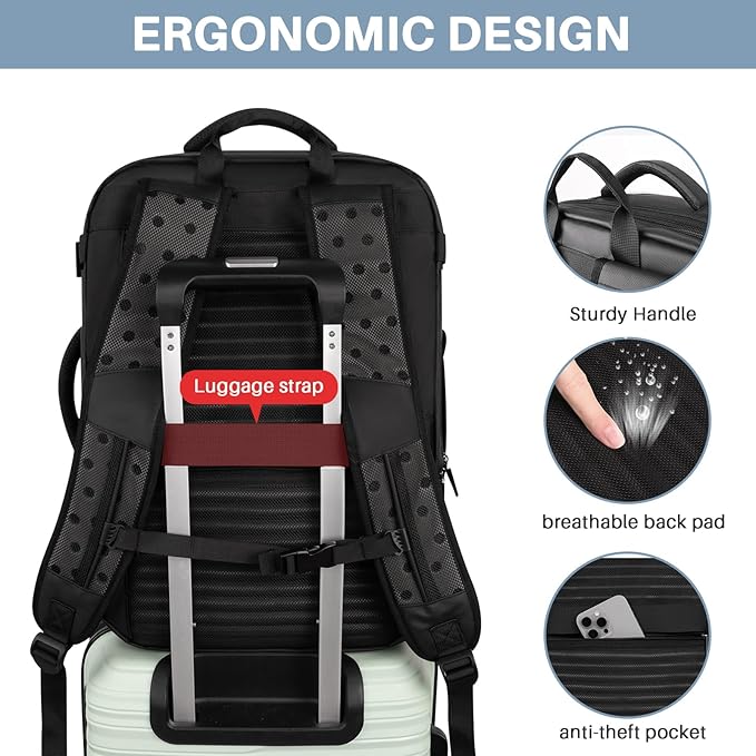 Travel Backpack Carry On Flight Approved, Lightweight Large Travel Backpack - Image 6