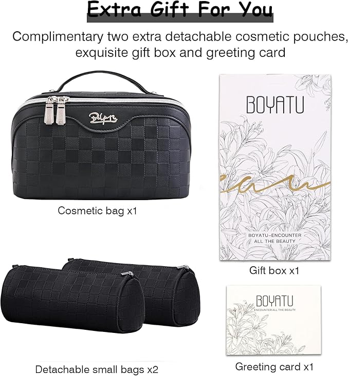 BOYATU Travel Makeup Bag Organizer Cosmetic Bag: 3 Pcs Set Make up Bags - Image 5