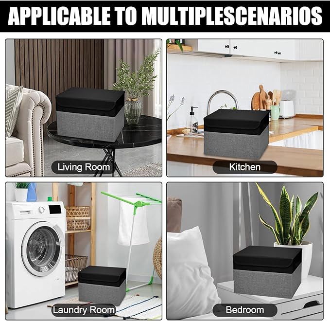 Large 22 Quart Linen Fabric Foldable Storage Bin Cube Organizer Basket - Image 7