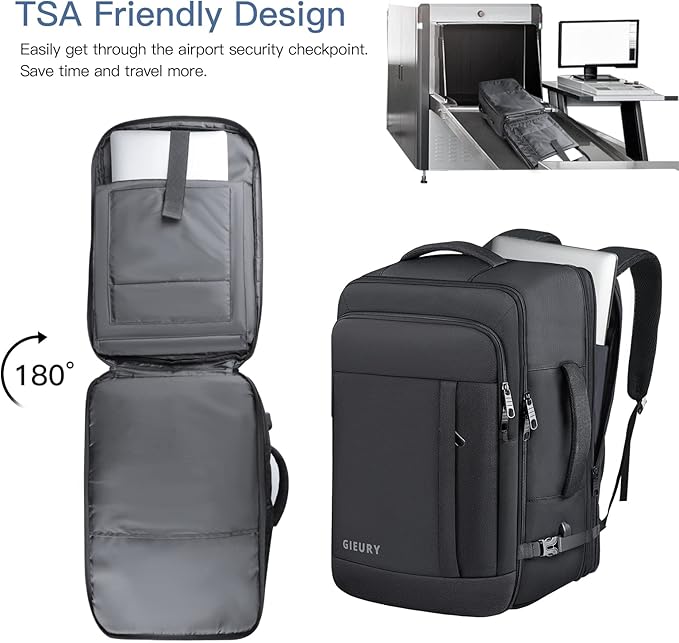 Carry On Backpack, 50L Travel Backpack, Luggage Backpack TSA Flight Approved - Image 4