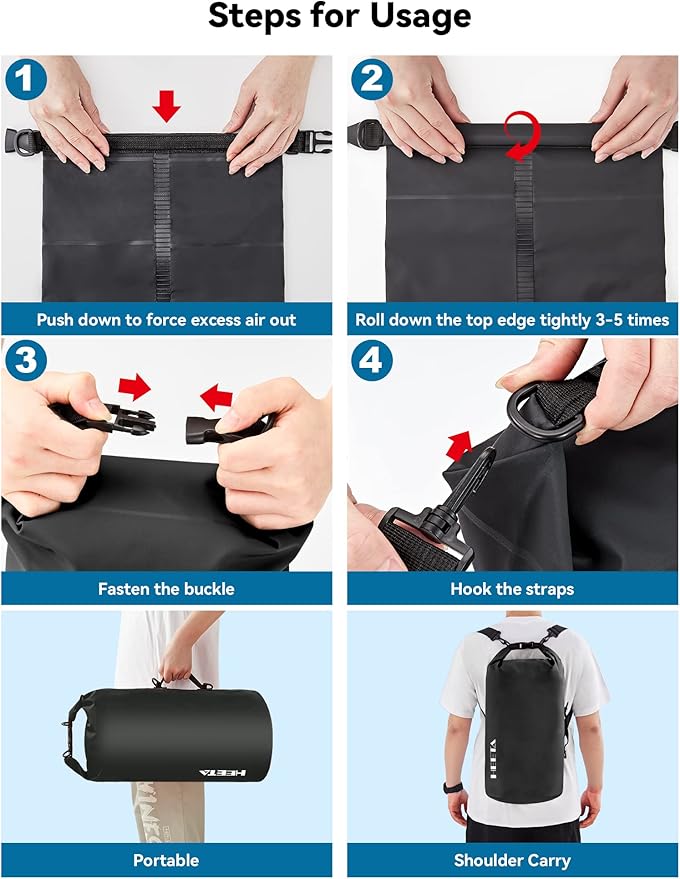 HEETA Waterproof Dry Bag for Women Men 5L/10L/20L/30L/40L Roll Top Lightweight - Image 4
