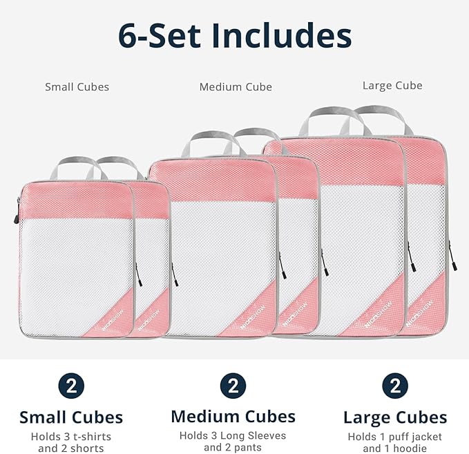 Compression Packing Cubes 6 Set, Compressible Space-Saving Packing Cubes - Image 3