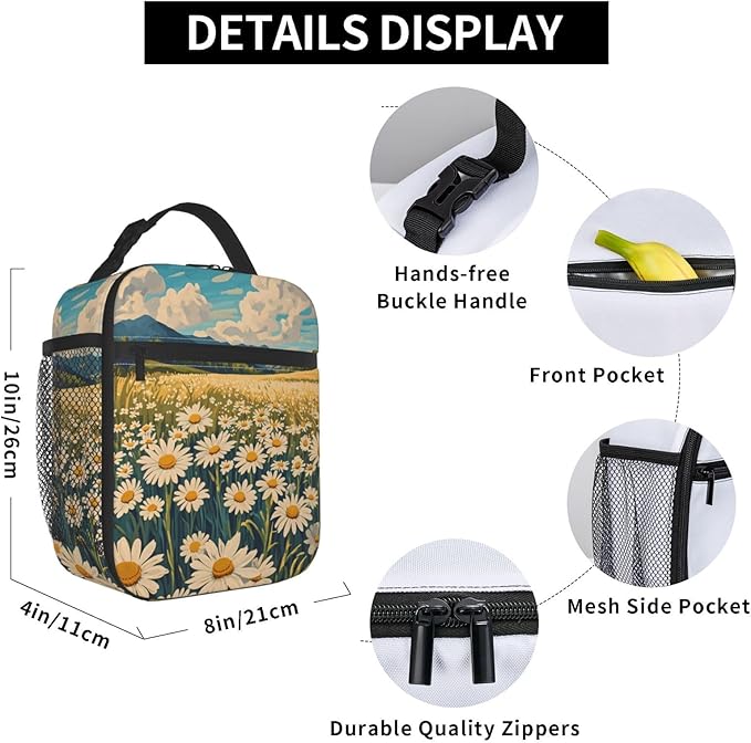 Daisy Flower Lunch Box for Kids Aldults, Nature Floral Reusable Thermal - Image 6