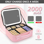 Lighted Makeup Case with Mirror, Adjustable Dividers - Image 4