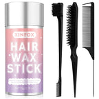 Hair Wax Stick, Slick Back Hair Brush, Wax Stick for Flyaways, Rat Tail Comb Edge Brush Styling Tool Set Accessories for Women Girls(Black)