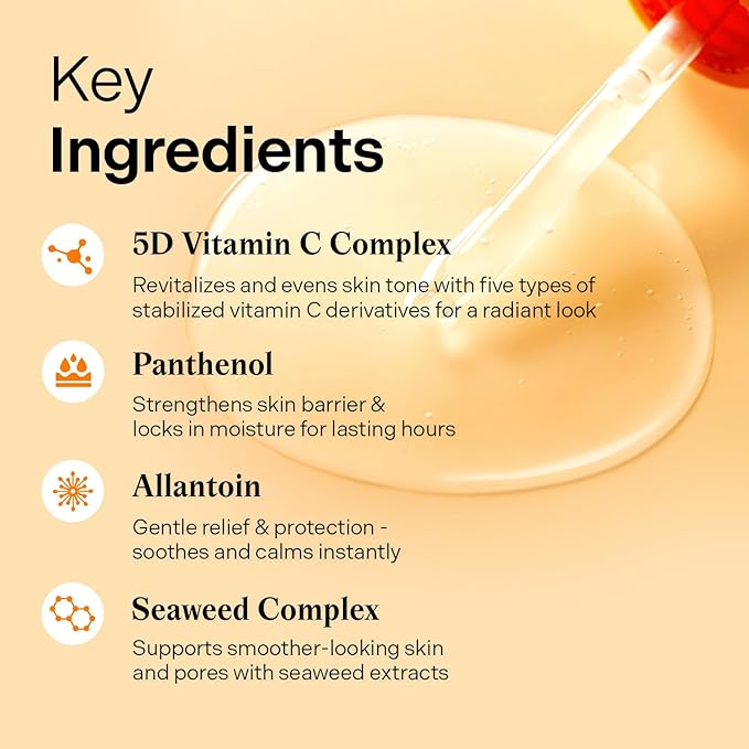 Torriden CELLMAZING Vita C Ampoule 30ml (1.01 fl.oz.) | Refining Sagging Pores and Skin Texture | 5D Vitamin C, Seaweed Complex, Panthenol | Korean Facial Serum