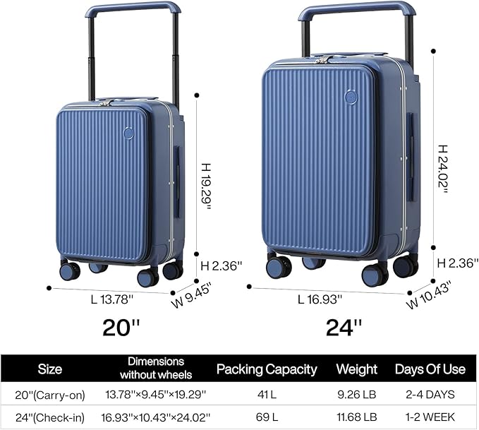 mixi Luggage Suitcases with Spinner Wheels 24'' Travel Luggage with Front - Image 6