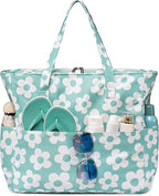 LEDAOU Large Beach Tote Bag Women Waterproof Sandproof Zipper Beach Tote Bag by LEDAOU