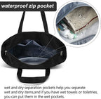 LEDAOU Large Beach Tote Bag Women Waterproof Sandproof Zipper Beach Tote Bag - Image 3
