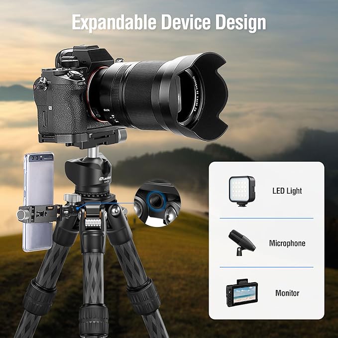 Travel Camera Carbon Fiber Mini Table Tripod, 14.5" Lightweight Desktop Tripod - Image 4