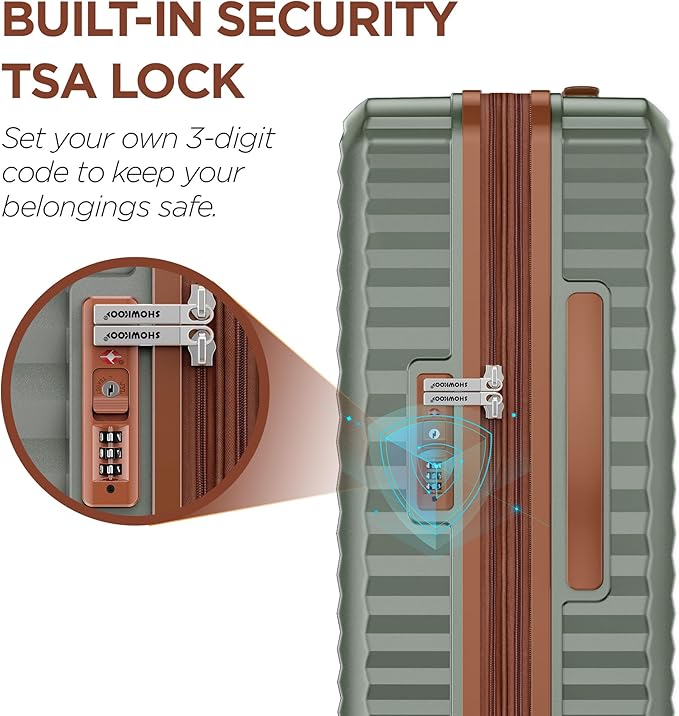 SHOWKOO Carry On Luggage Hardshell Lightweight Luggage Set, Suitcase - Image 7