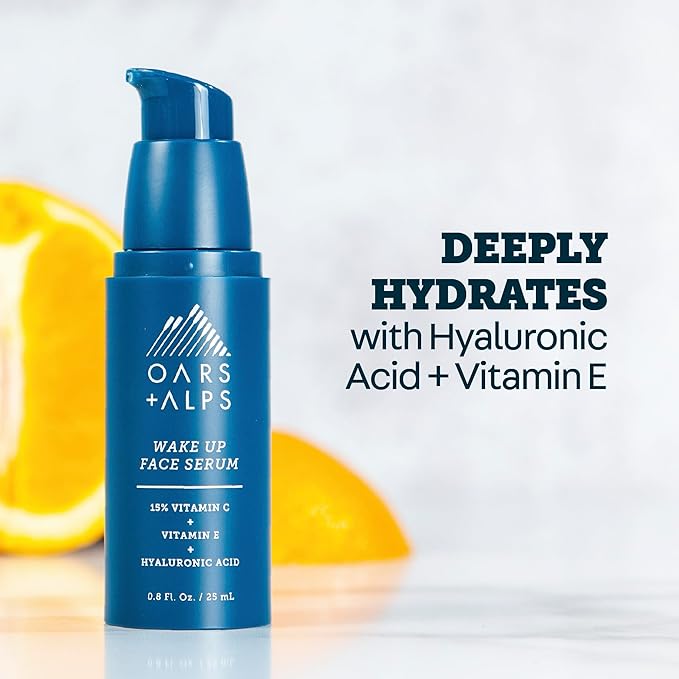 Oars + Alps Vitamin C Serum for Face, Anti Aging Face Serum with Vitamin C, Hyaluronic Acid, and Vitamin E, All Skin Types, Targets Wrinkle, Dark Spots, Lines, Uneven Tone, TSA Friendly, 0.8 Fl Oz