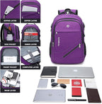 FENGDONG Durable Waterproof Travel Large Laptop Backpack 17.3 inch, College - Image 3