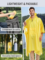 SaphiRose Extra Thick Hooded Rain Poncho Double Layer Waterproof Raincoat Jacket - Image 5