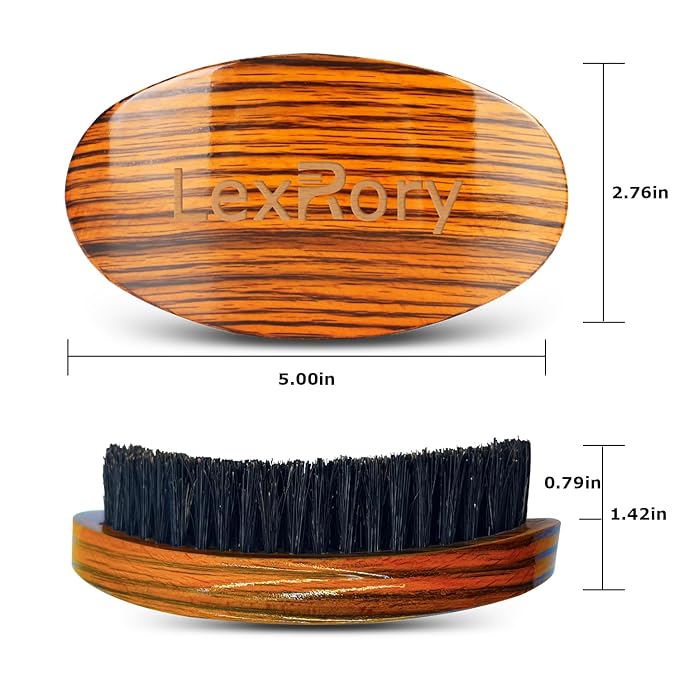 Curved Wave Brush for Men 360, Medium Hard Palm Hair Brushes with Boar Bristles for Black Hair Wavers to Creating 360 Waves (Stripes Yellow)