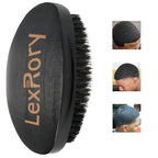 360 Curved Wave Brush For Men - Medium Hard Palm Wave Hair Brushes - Made with Beech Mix Nature Boar Bristle Brush For Black Hair (Black)
