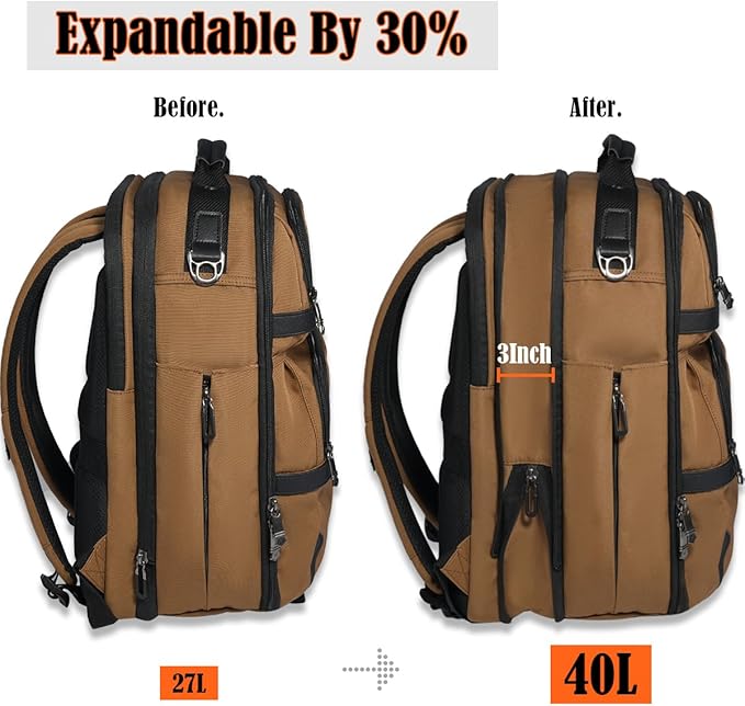 WELKINLAND 20-Pockets Travel Backpack, Carry-On luggage backpacks, 16-Inch - Image 8