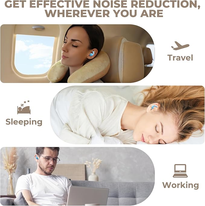 Ear Plugs for Sleeping: Reusable Earplugs for Sleep, Snoring Blocking, 2 Pairs - Image 6