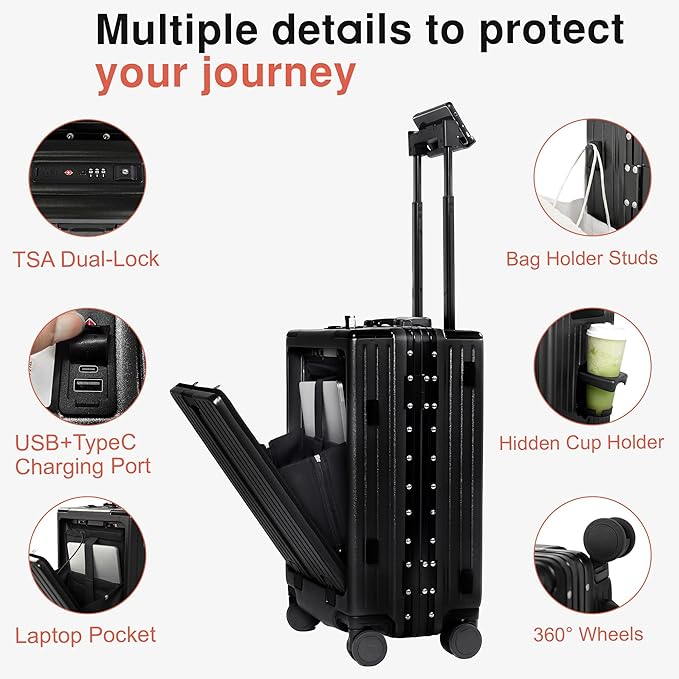 24 Inch Check-In Luggage Aluminum Frame Zipperless Luggage, Hard Shell Suitcase - Image 4