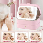 Travel Jewelry Case with LED Lighted Mirror, Personalized Birthday Gifts - Image 3