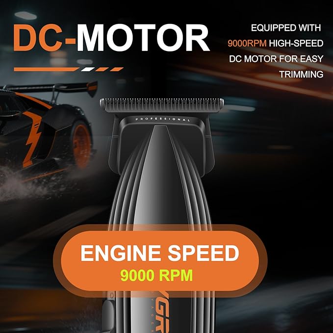 VGR 889T Professional Hair Trimmer for Men, 9000RPM High Speed Cordless Hair Clippers Beard Trimmer with Ceramic & DLC T Blade, Zero Gapped Barber Clippers with USB Charging Base, LED Display