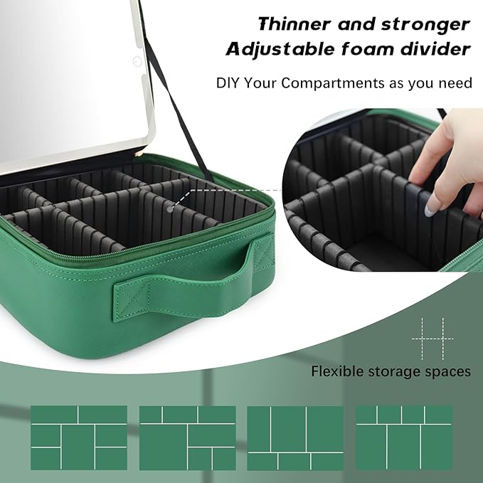 Makeup Bag with Led Mirror, Travel Makeup Organizer with 3 Color Setting - Image 3