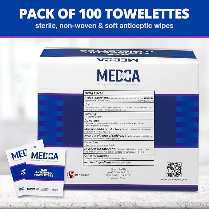 Hand Wipes – Benzalkonium Chloride Swabs Individual BZK Single-Use Packets by - Image 7