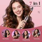 7-in-1 Hair Dryer Brush Blow Dryer, Hot Air Brush Styler with Travel Bag– Fast Drying, Curling, Straightening & Volumizing – 1500W High-Speed Motor 110,000 RPM – All Hair Types – Pink