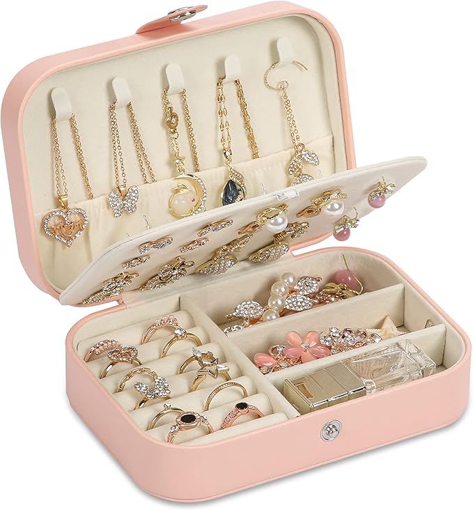 Travel Jewelry Box, PU leather Small Jewelry Organizer by XZUZ