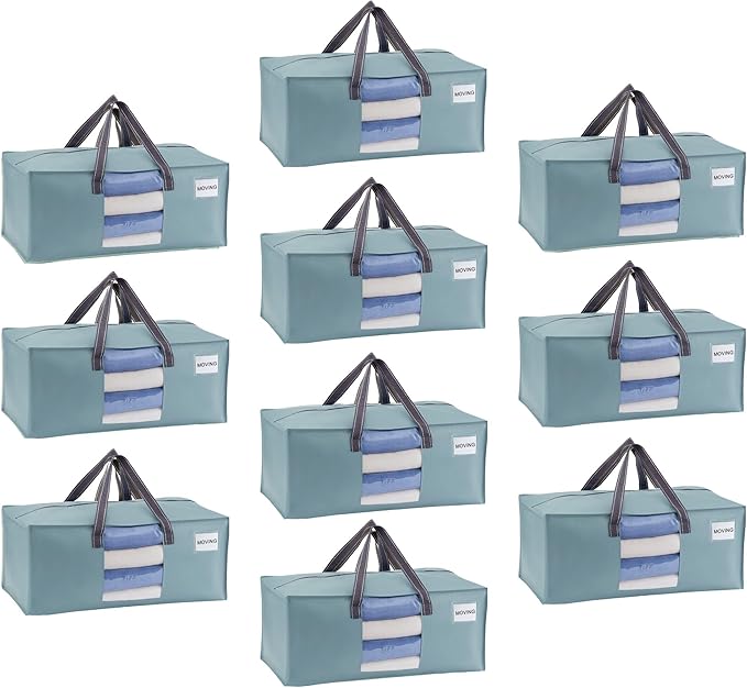 VENO 10 Pack Moving Bags for College, Heavy-Duty Storage Totes, Moving Boxes by Veno
