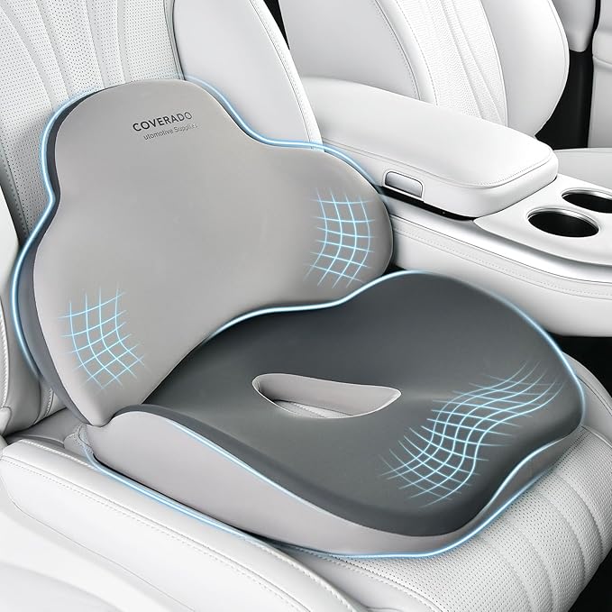 Coverado Seat Cushion and Lumbar Support Pillow by COVERADOAUTO