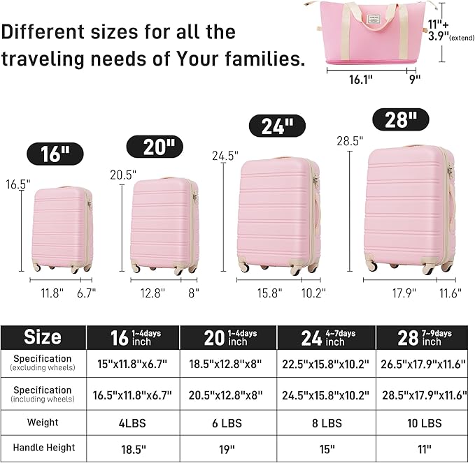 Merax Luggage sets of 13 Piece 16 20 24 28 IN Carry on Luggage sets 4 piece - Image 2