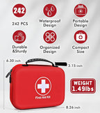 242Pcs Compact First Aid Kit, Waterproof Hard Shell Eva Medical Kits, - Image 2
