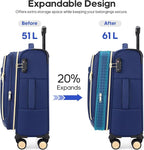 Softside Carry On Luggage 20 Inch Expandable Carry On Luggage 22x14x9 Airline - Image 5