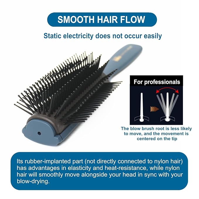 Vess Professional Hair Blow Brush Pro-2000 Ceramic 9 rows Wide Type-English Instruction Manual-Made in Japan