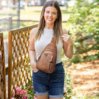 7L Sling Bag for Women Men Leather Small Sling Backpack Daypack Anti Theft - Image 8