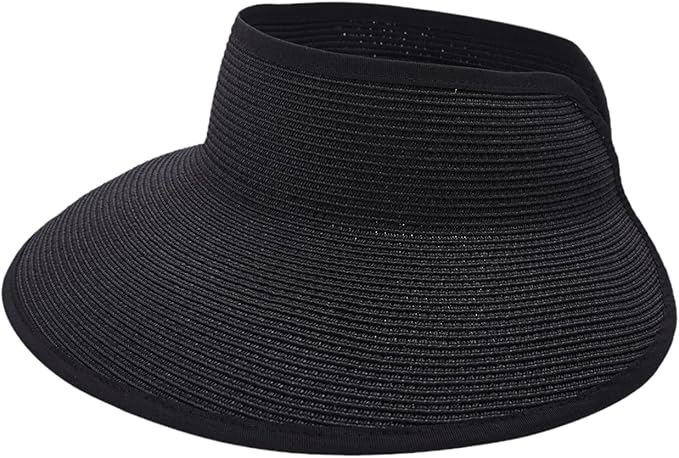 Joywant Womens Sun Visor Hats, Packable Wide Brim Ponytail Beach Hat Straw by Joywant